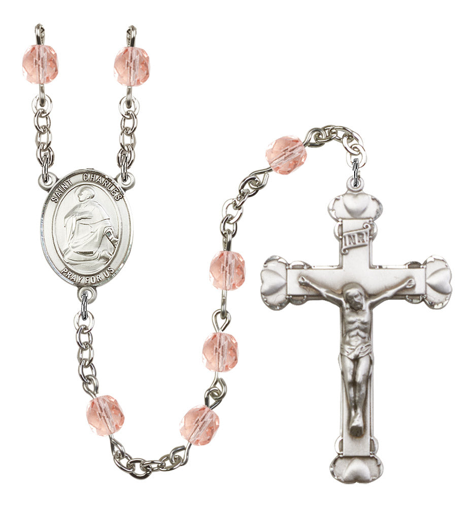 St. Charles Borromeo Rosary - 6MM Fire Polished Beads (8020SS)