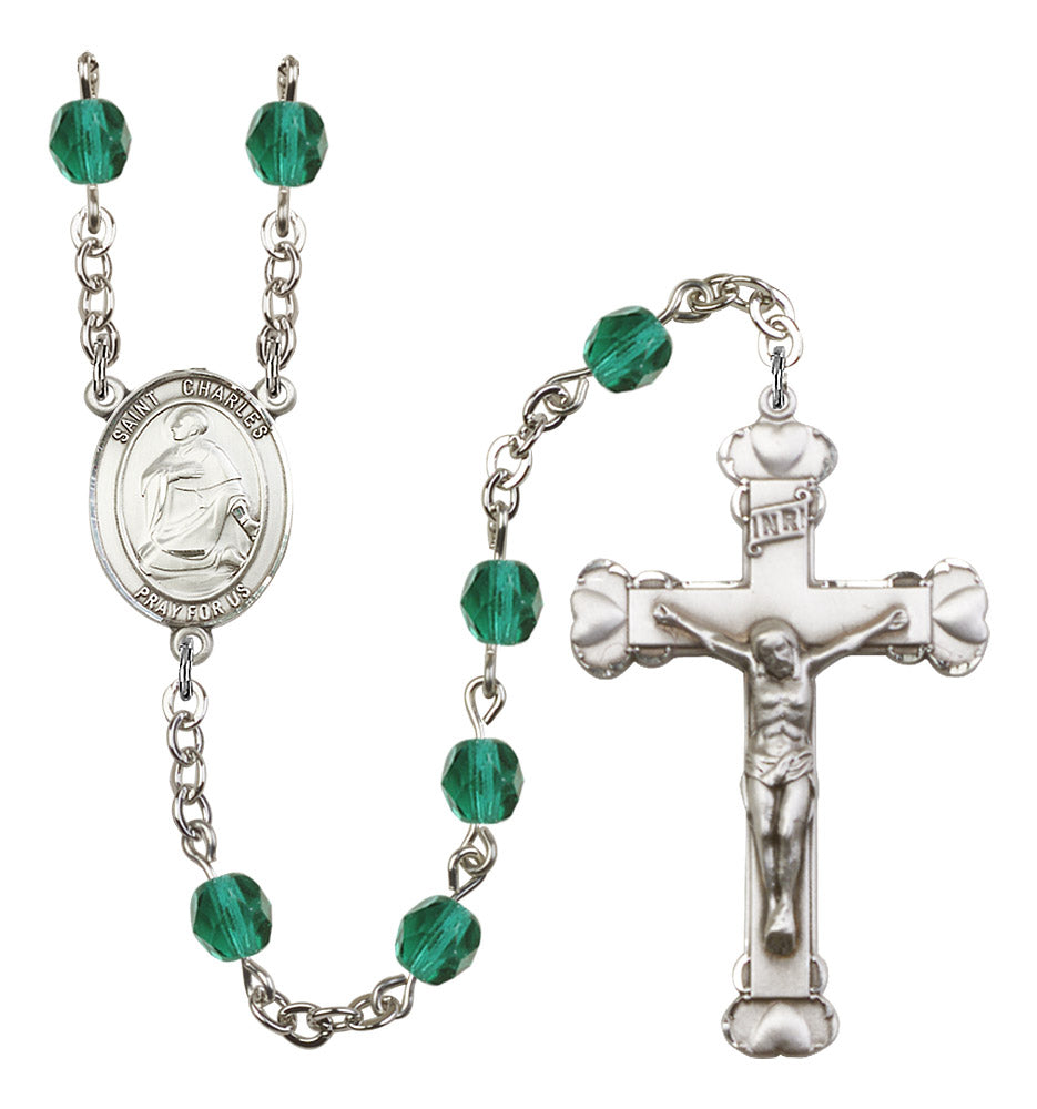 St. Charles Borromeo Rosary - 6MM Fire Polished Beads (8020SS)