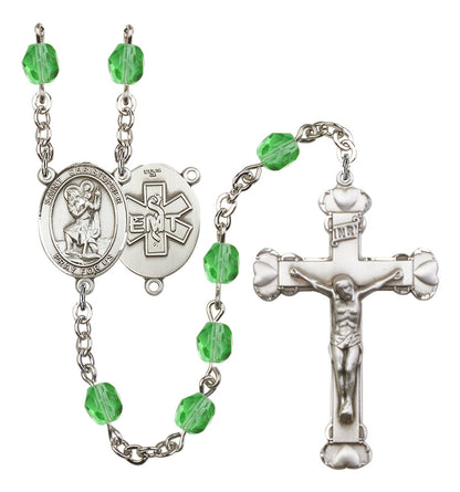 St. Christopher / EMT Rosary - 6MM Fire Polished Beads (8022S10SS)