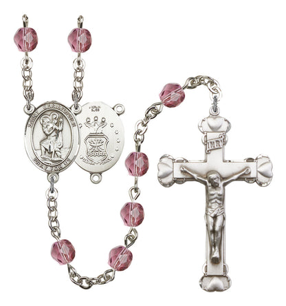 St. Christopher / Air Force Rosary - 6MM Fire Polished Beads (8022S1SS)