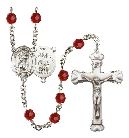 St. Christopher / Air Force Rosary - 6MM Fire Polished Beads (8022S1SS)