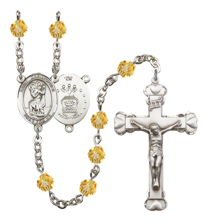 St. Christopher / Air Force Rosary - 6MM Fire Polished Beads (8022S1SS)