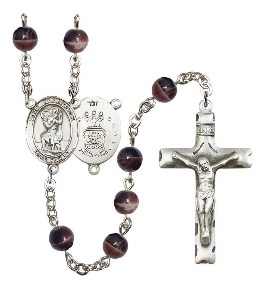 St. Christopher / Air Force Rosary - 6 Bead Options (8022S1SS)