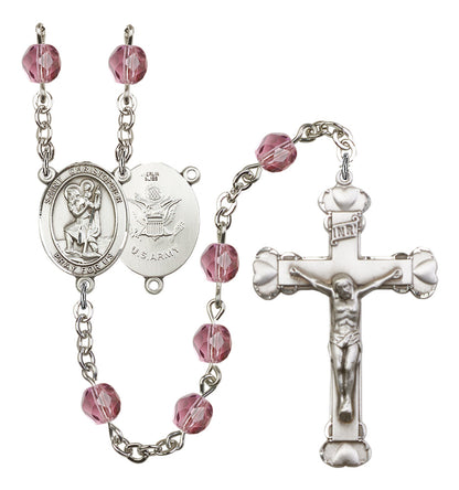 St. Christopher / Army Rosary - 6MM Fire Polished Beads (8022S2SS)