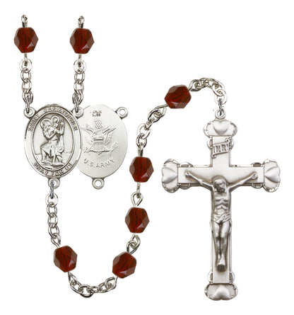St. Christopher / Army Rosary - 6MM Fire Polished Beads (8022S2SS)