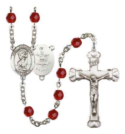 St. Christopher / Army Rosary - 6MM Fire Polished Beads (8022S2SS)