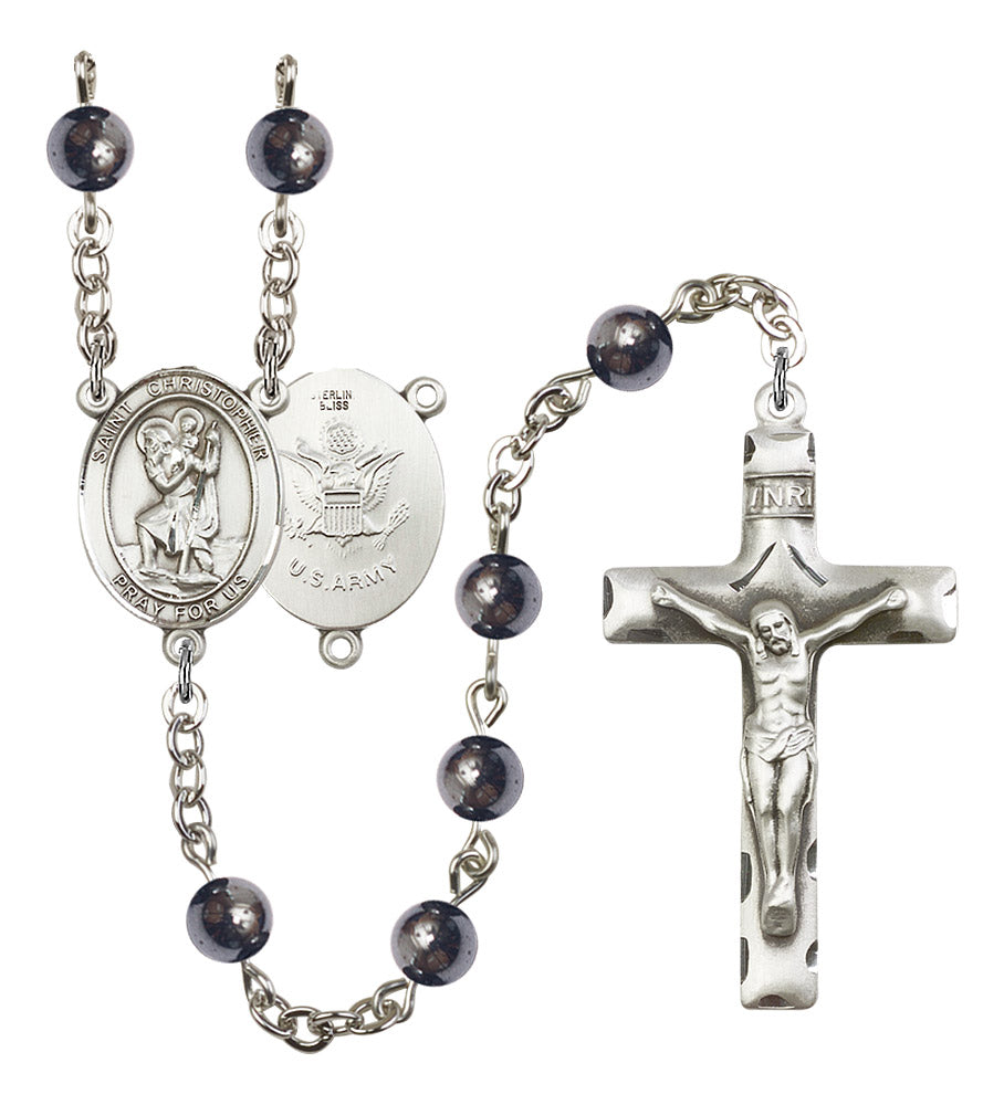 St. Christopher / Army Rosary - 6 Bead Options (8022S2SS)