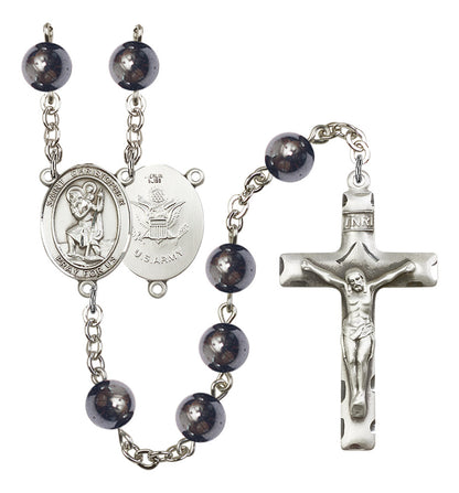 St. Christopher / Army Rosary - 6 Bead Options (8022S2SS)