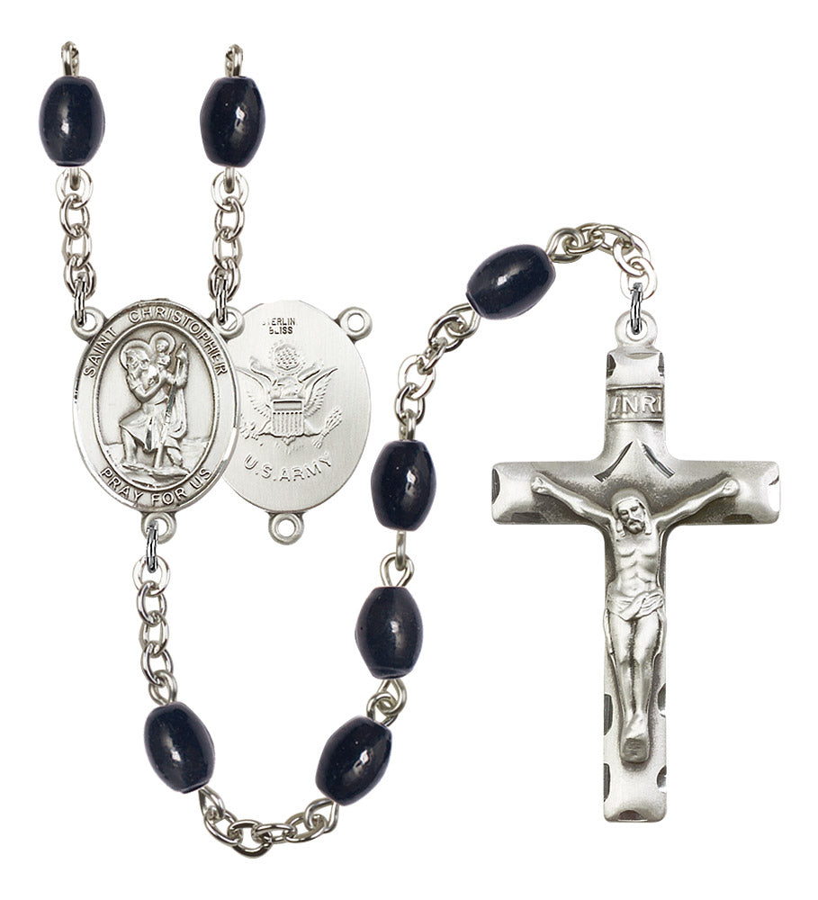 St. Christopher / Army Rosary - 6 Bead Options (8022S2SS)