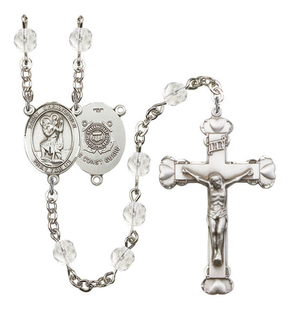 St. Christopher / Coast Guard Rosary - 6MM Fire Polished Beads (8022S3SS)