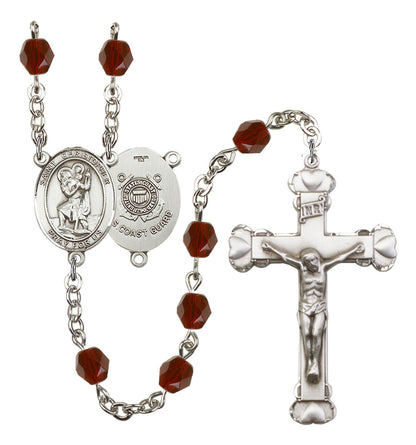 St. Christopher / Coast Guard Rosary - 6MM Fire Polished Beads (8022S3SS)