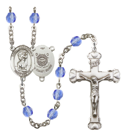 St. Christopher / Coast Guard Rosary - 6MM Fire Polished Beads (8022S3SS)