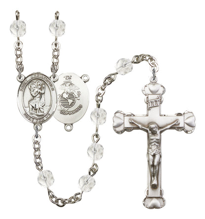 St. Christopher / Marines Rosary - 6MM Fire Polished Beads (8022S4SS)