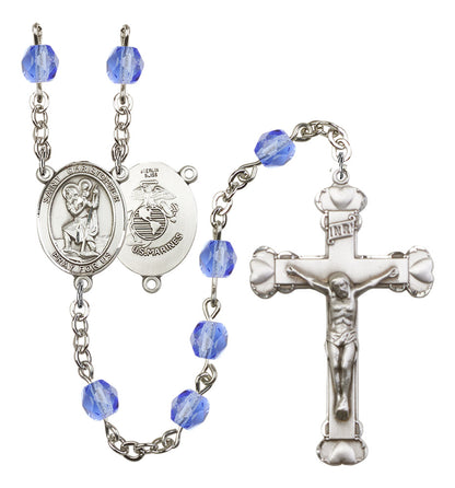 St. Christopher / Marines Rosary - 6MM Fire Polished Beads (8022S4SS)