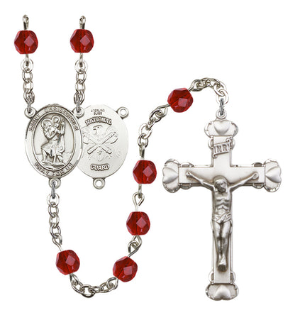 St. Christopher / National Guard Rosary - 6MM Fire Polished Beads (8022S5SS)