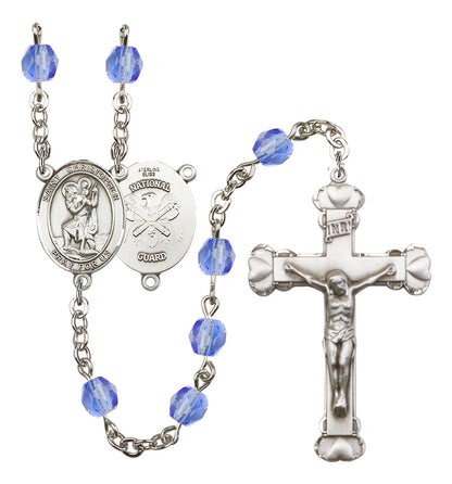 St. Christopher / National Guard Rosary - 6MM Fire Polished Beads (8022S5SS)