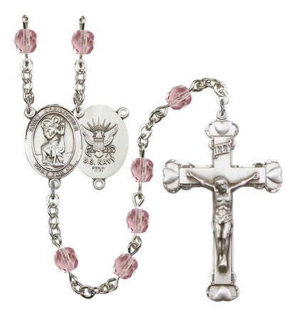 St. Christopher / Navy Rosary - 6MM Fire Polished Beads (8022S6SS)
