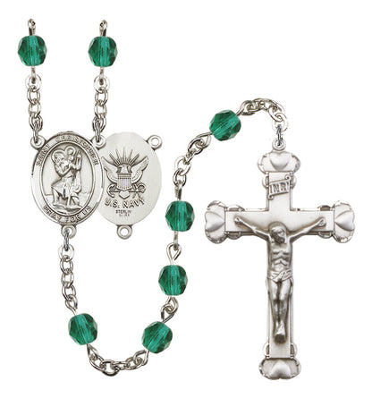 St. Christopher / Navy Rosary - 6MM Fire Polished Beads (8022S6SS)