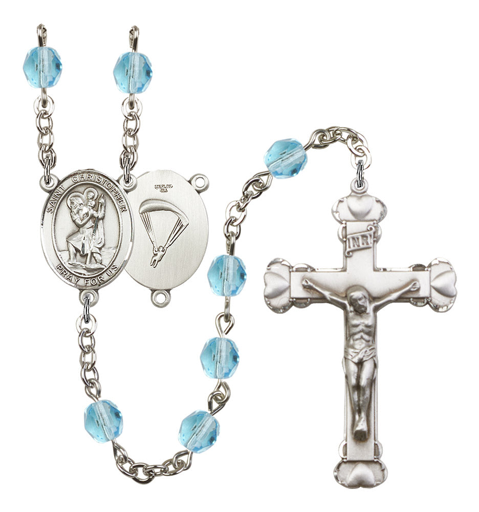 St. Christopher / Paratrooper Rosary - 6MM Fire Polished Beads (8022S7SS)