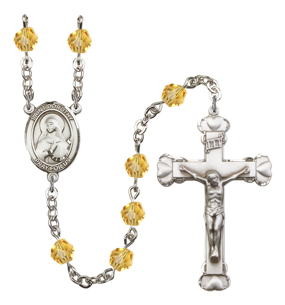 St. Dorothy Rosary - 6MM Fire Polished Beads (8023SS)