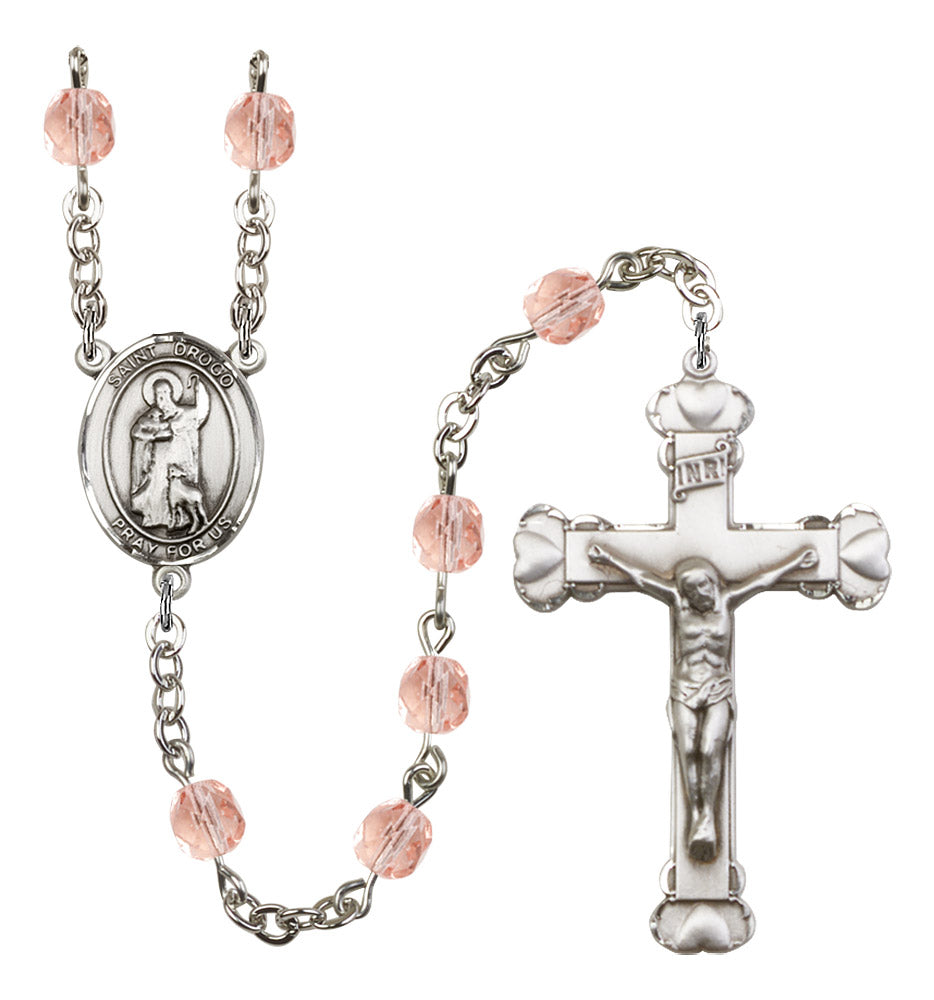 St. Drogo Rosary - 6MM Fire Polished Beads (8386SS)