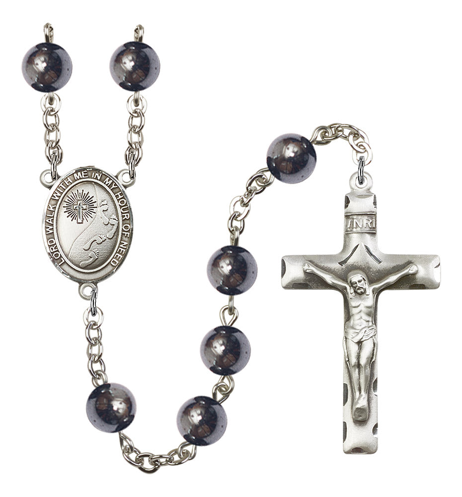 Footprints / Cross Rosary - 6 Bead Options (8237SS)