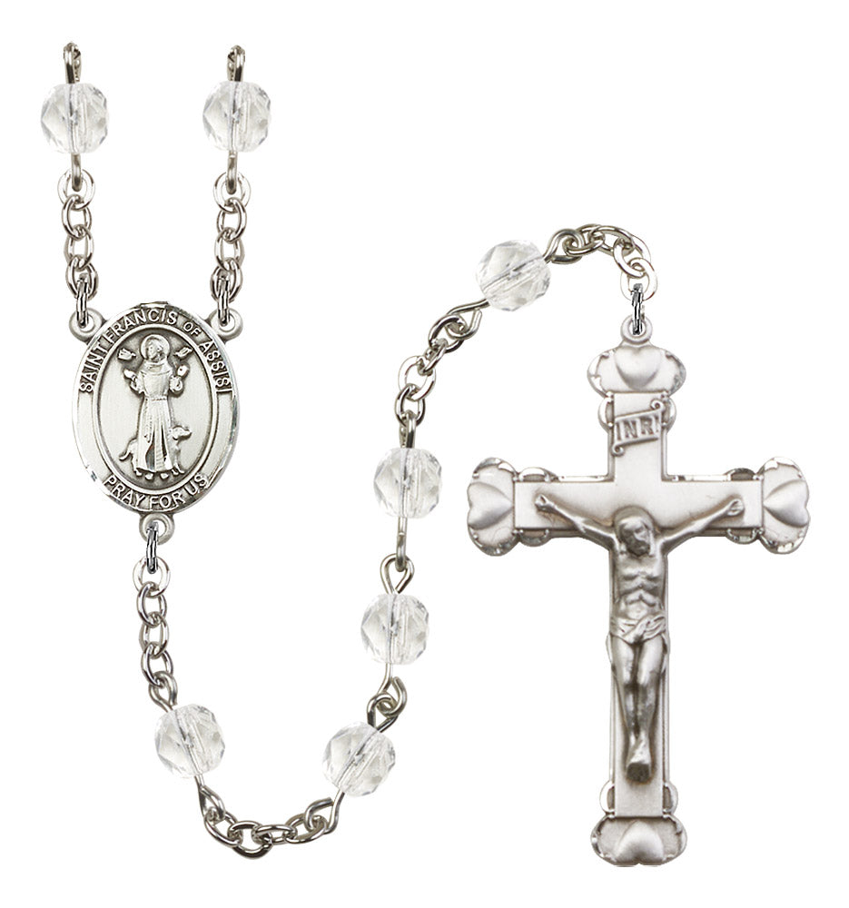 St. Francis of Assisi Rosary - 6MM Fire Polished Beads (8036SS)