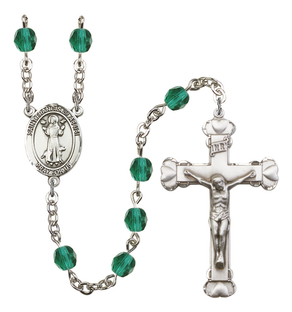 St. Francis of Assisi Rosary - 6MM Fire Polished Beads (8036SS)