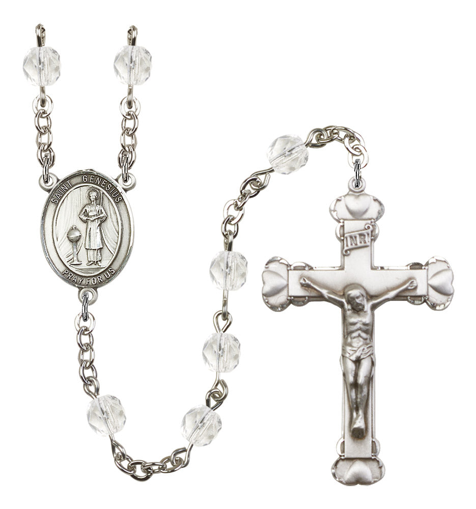 St. Genesius of Rome Rosary - 6MM Fire Polished Beads (8038SS)