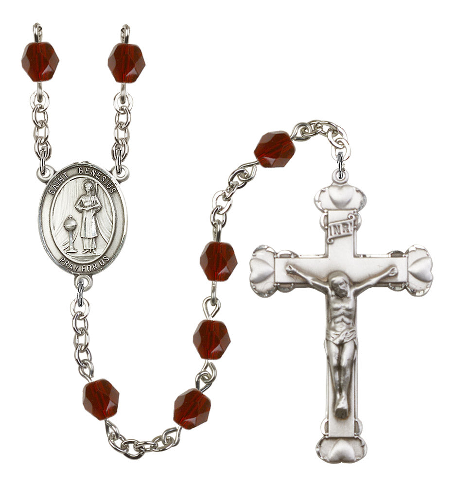 St. Genesius of Rome Rosary - 6MM Fire Polished Beads (8038SS)