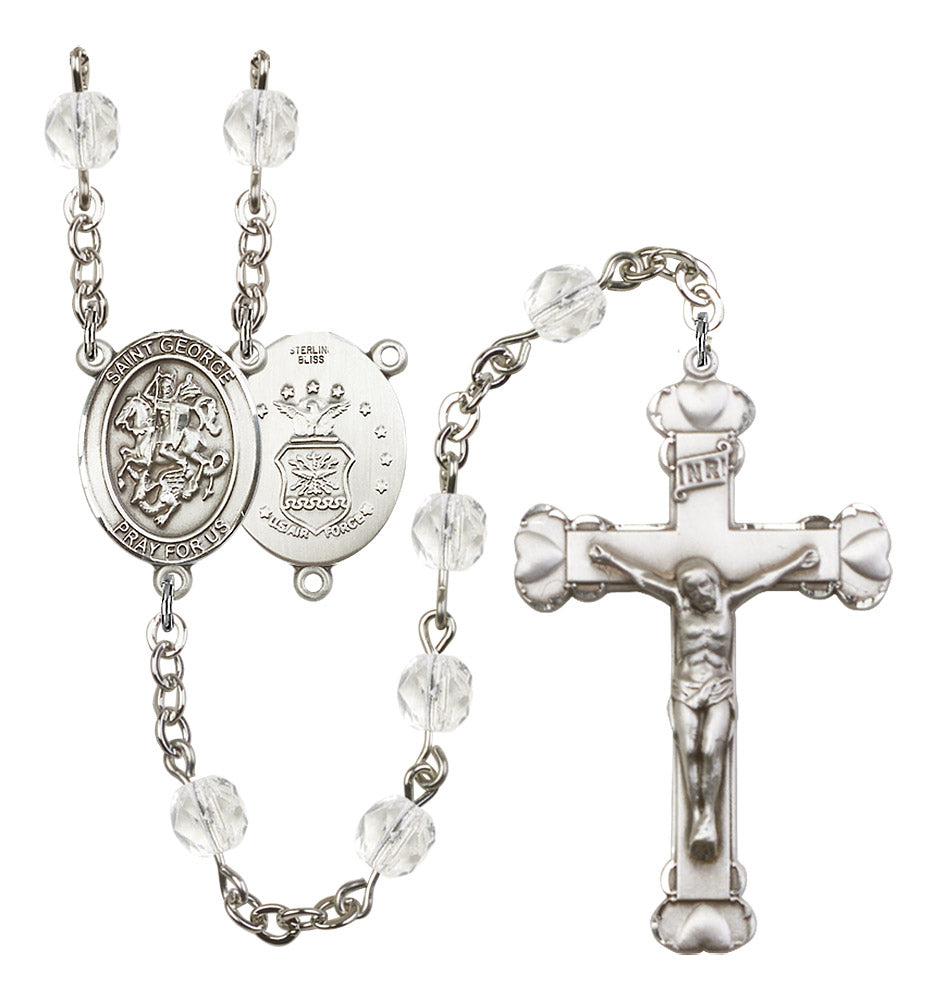 St. George / Air Force Rosary - 6MM Fire Polished Beads (8040S1)