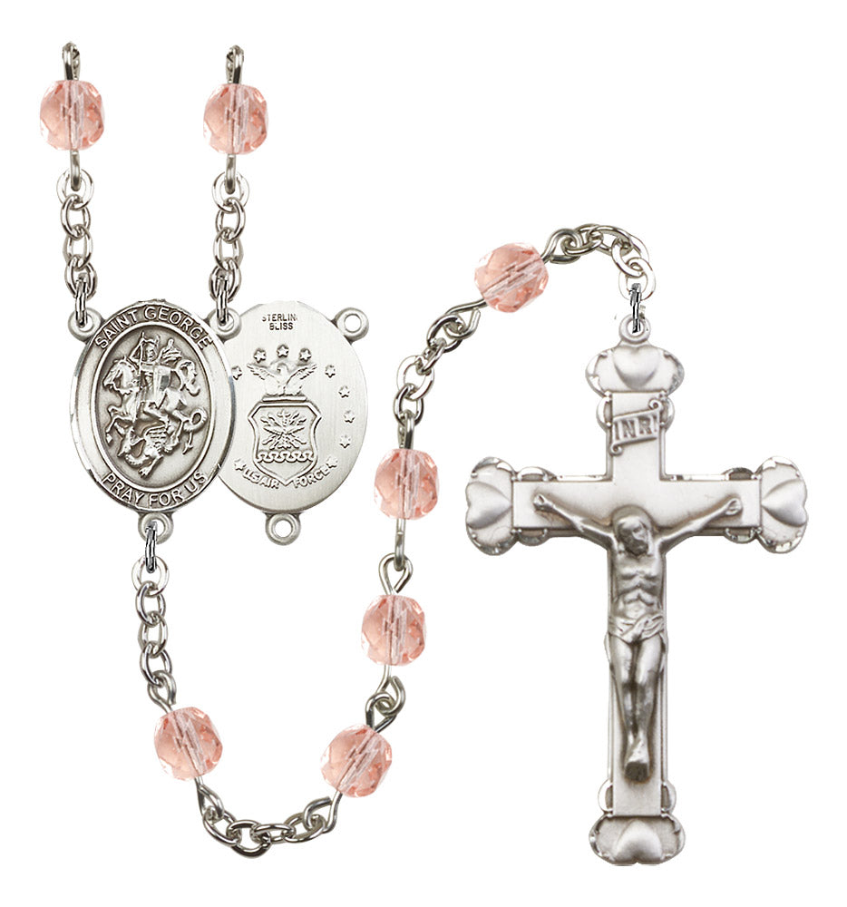 St. George / Air Force Rosary - 6MM Fire Polished Beads (8040S1)