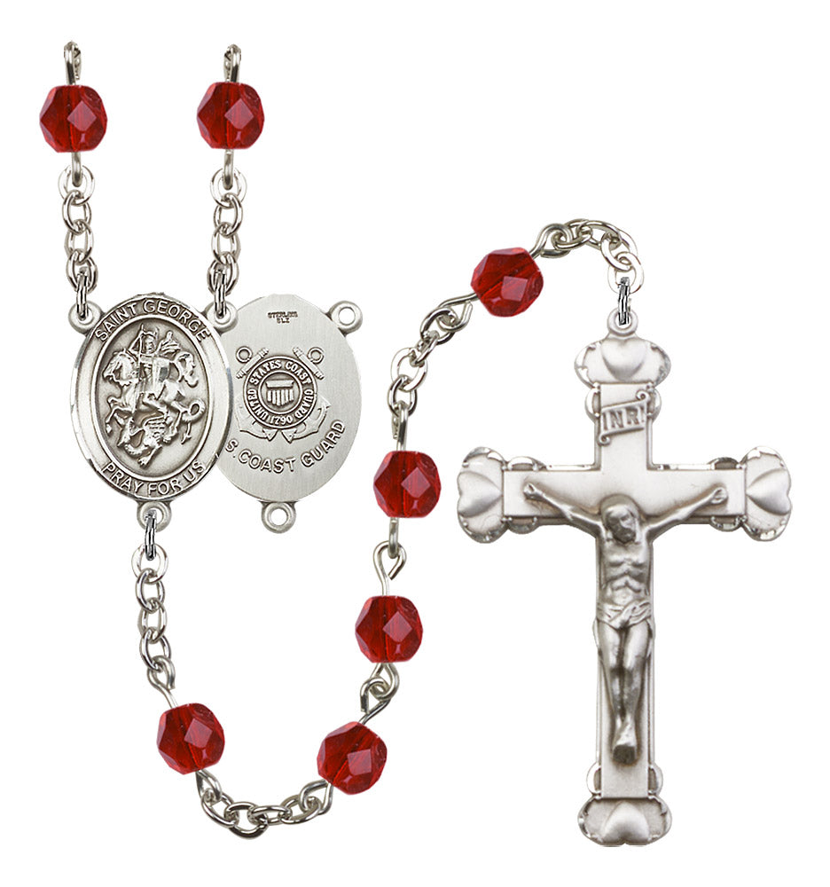 St. George / Coast Guard Rosary - 6MM Fire Polished Beads (8040S3)