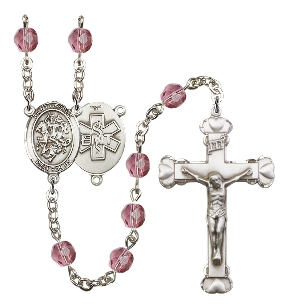 St. George / EMT Rosary - 6MM Fire Polished Beads (8040S10SS)
