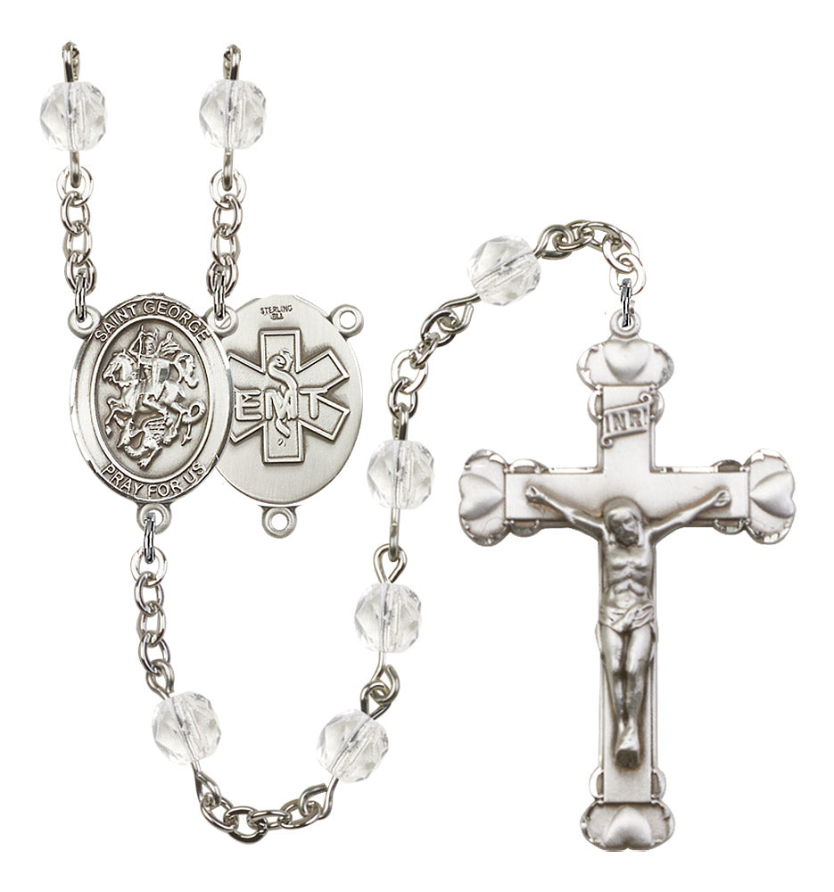 St. George / EMT Rosary - 6MM Fire Polished Beads (8040S10SS)