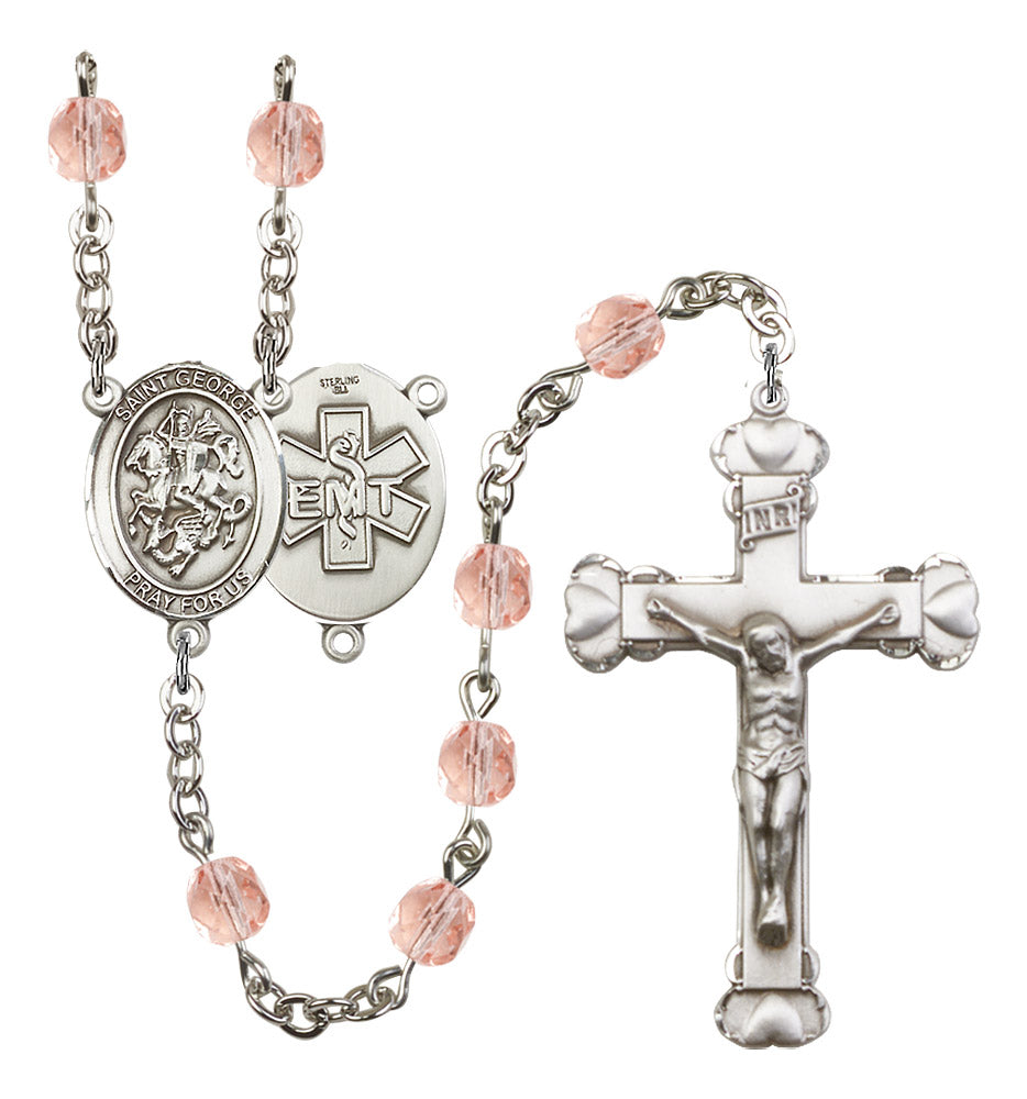 St. George / EMT Rosary - 6MM Fire Polished Beads (8040S10SS)