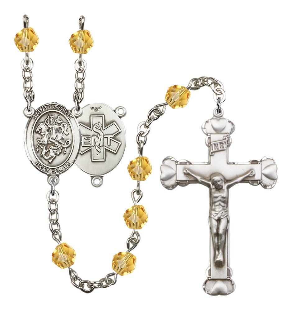 St. George / EMT Rosary - 6MM Fire Polished Beads (8040S10SS)