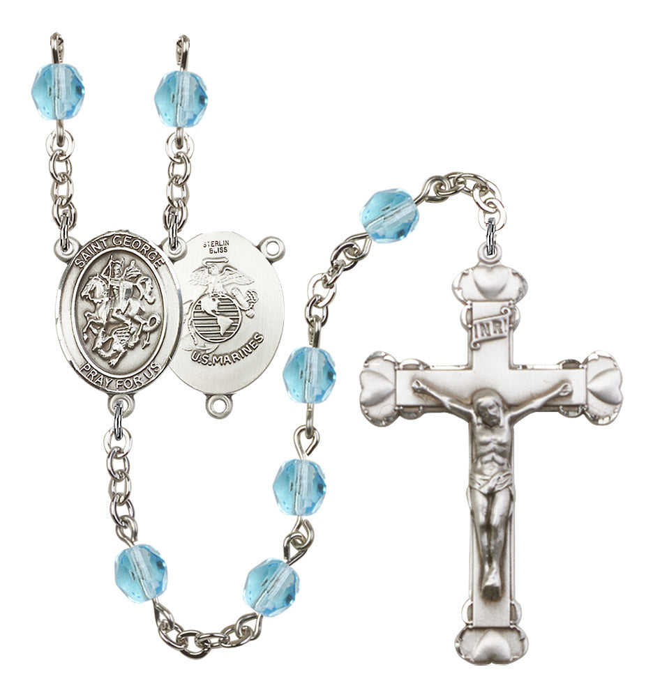 St. George / Marines Rosary - 6MM Fire Polished Beads (8040S4)