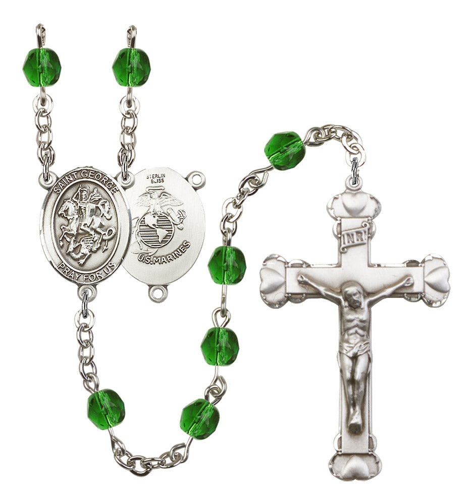 St. George / Marines Rosary - 6MM Fire Polished Beads (8040S4)