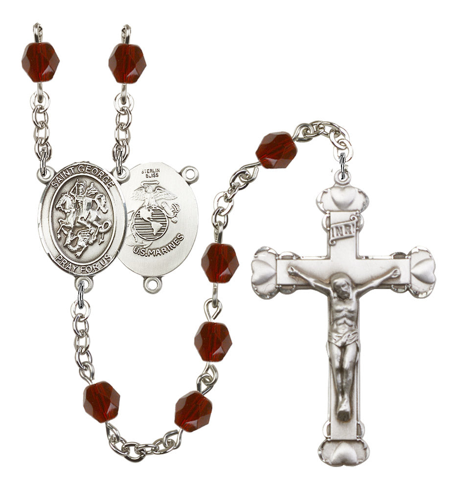 St. George / Marines Rosary - 6MM Fire Polished Beads (8040S4)