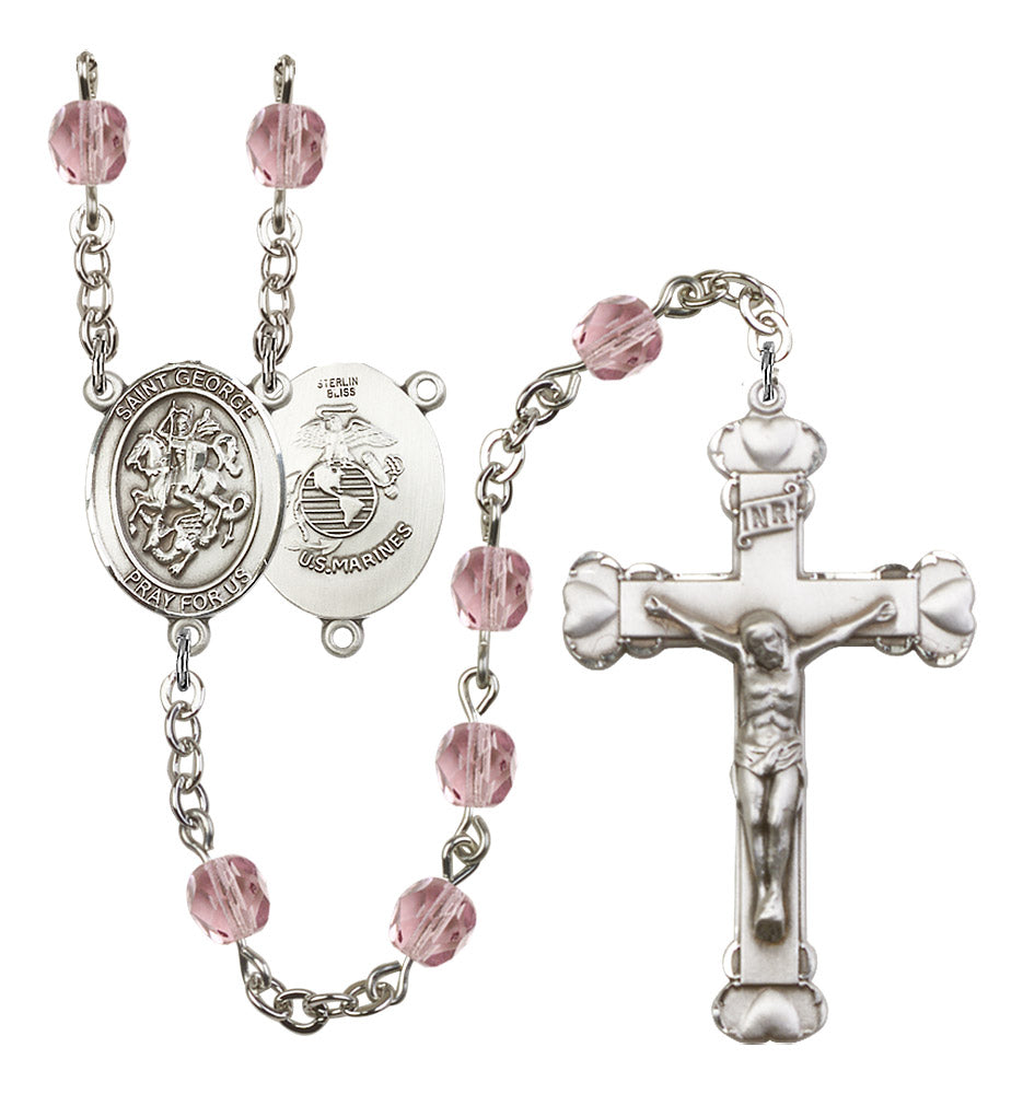 St. George / Marines Rosary - 6MM Fire Polished Beads (8040S4)