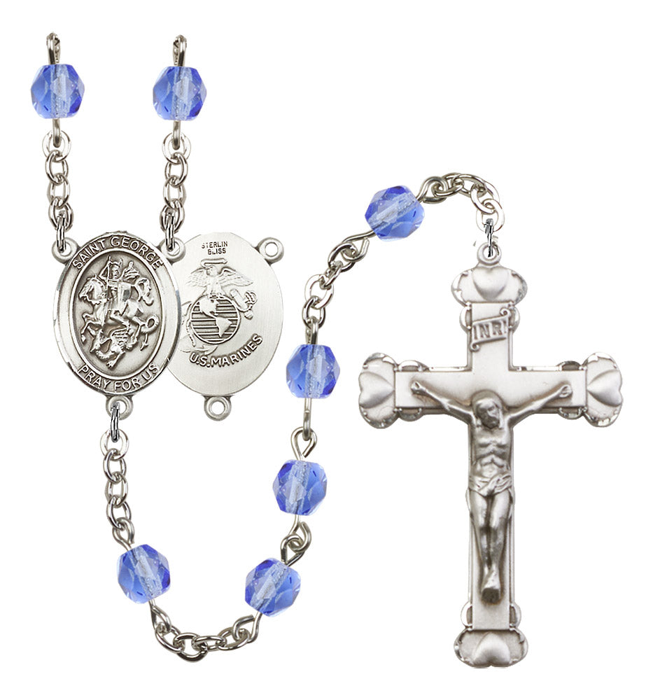 St. George / Marines Rosary - 6MM Fire Polished Beads (8040S4)