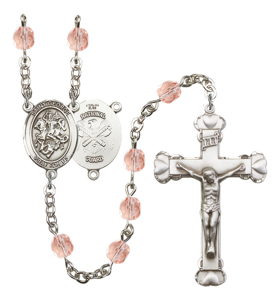 St. George / National Guard Rosary - 6MM Fire Polished Beads (8040S5)