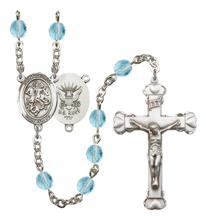 St. George / Navy Rosary - 6MM Fire Polished Beads (8040S6)