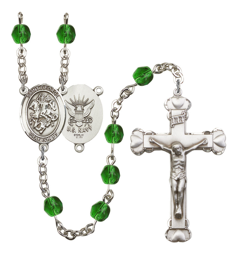 St. George / Navy Rosary - 6MM Fire Polished Beads (8040S6)