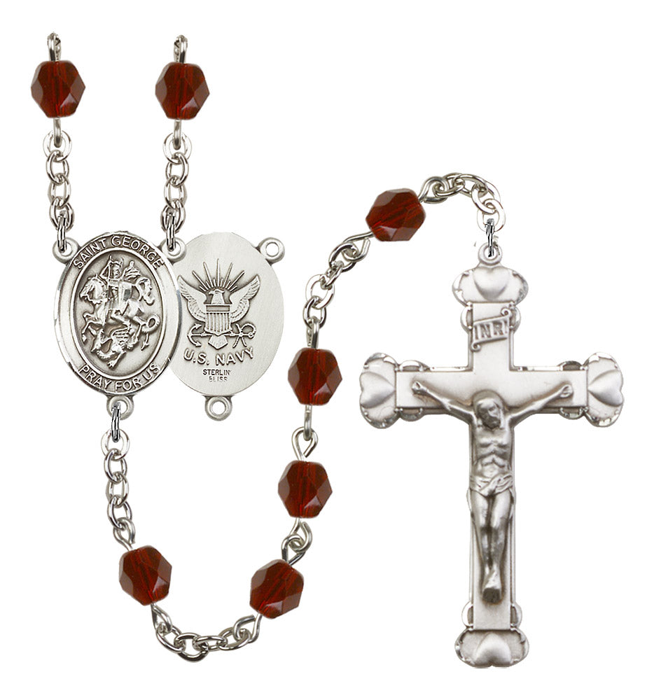 St. George / Navy Rosary - 6MM Fire Polished Beads (8040S6)