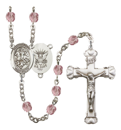 St. George / Navy Rosary - 6MM Fire Polished Beads (8040S6)