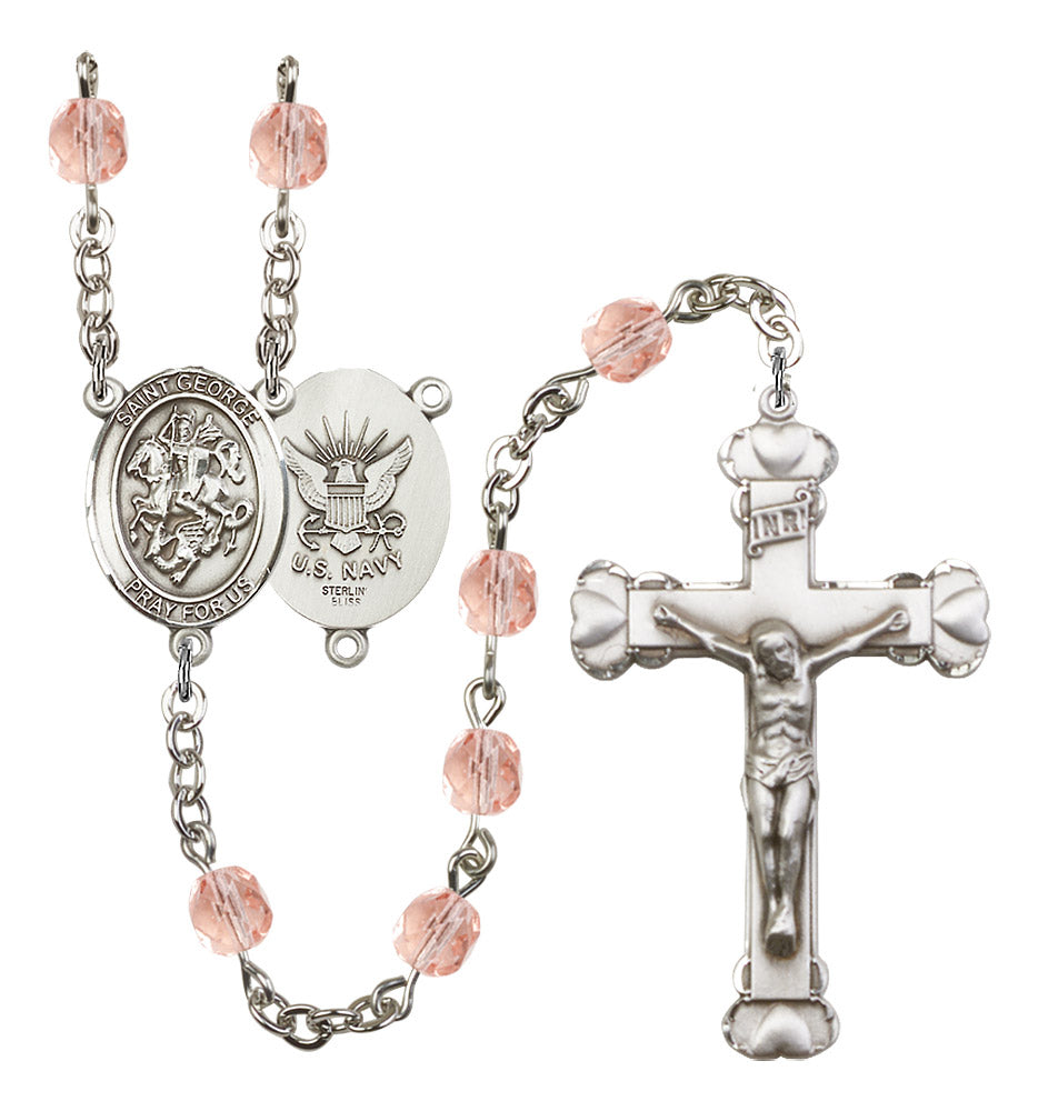 St. George / Navy Rosary - 6MM Fire Polished Beads (8040S6)