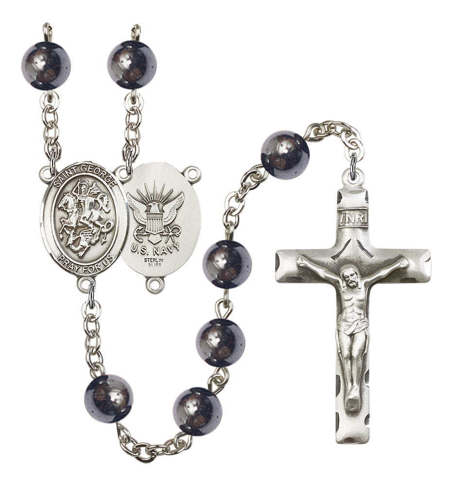 St. George / Navy Rosary - 6 Bead Options (8040SS6)