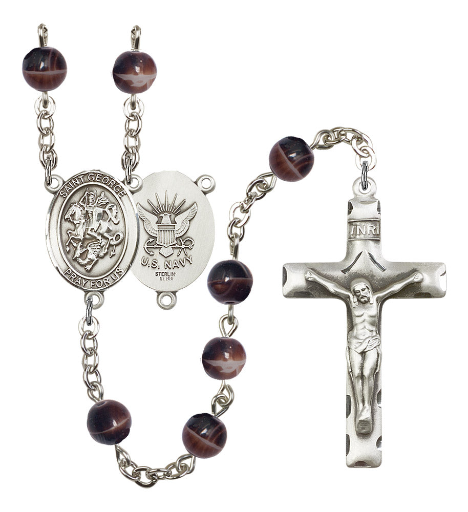 St. George / Navy Rosary - 6 Bead Options (8040SS6)